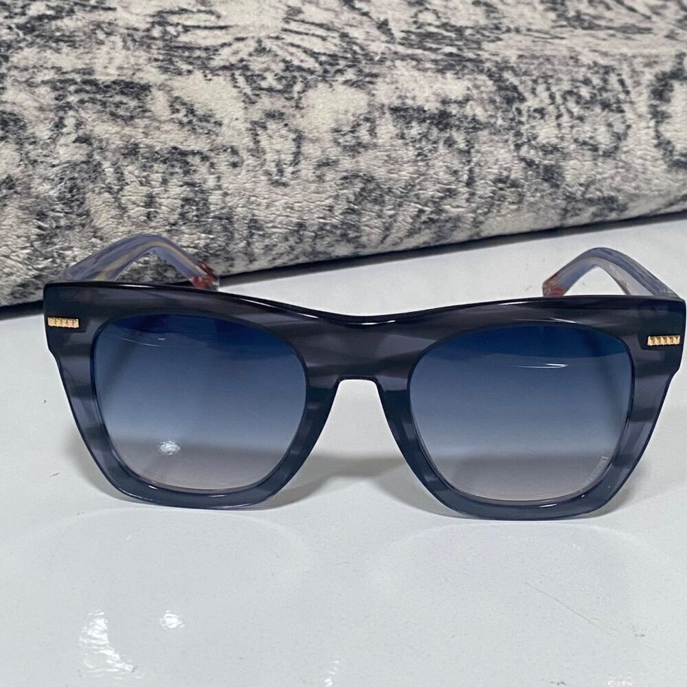 NEW Missoni Ombre Striped Sunglasses in Gray Horn